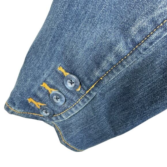 Route 66 Cotton Blend Medium Wash Button Up Collared Jean Jacket Stretch Size L - Picture 4 of 7